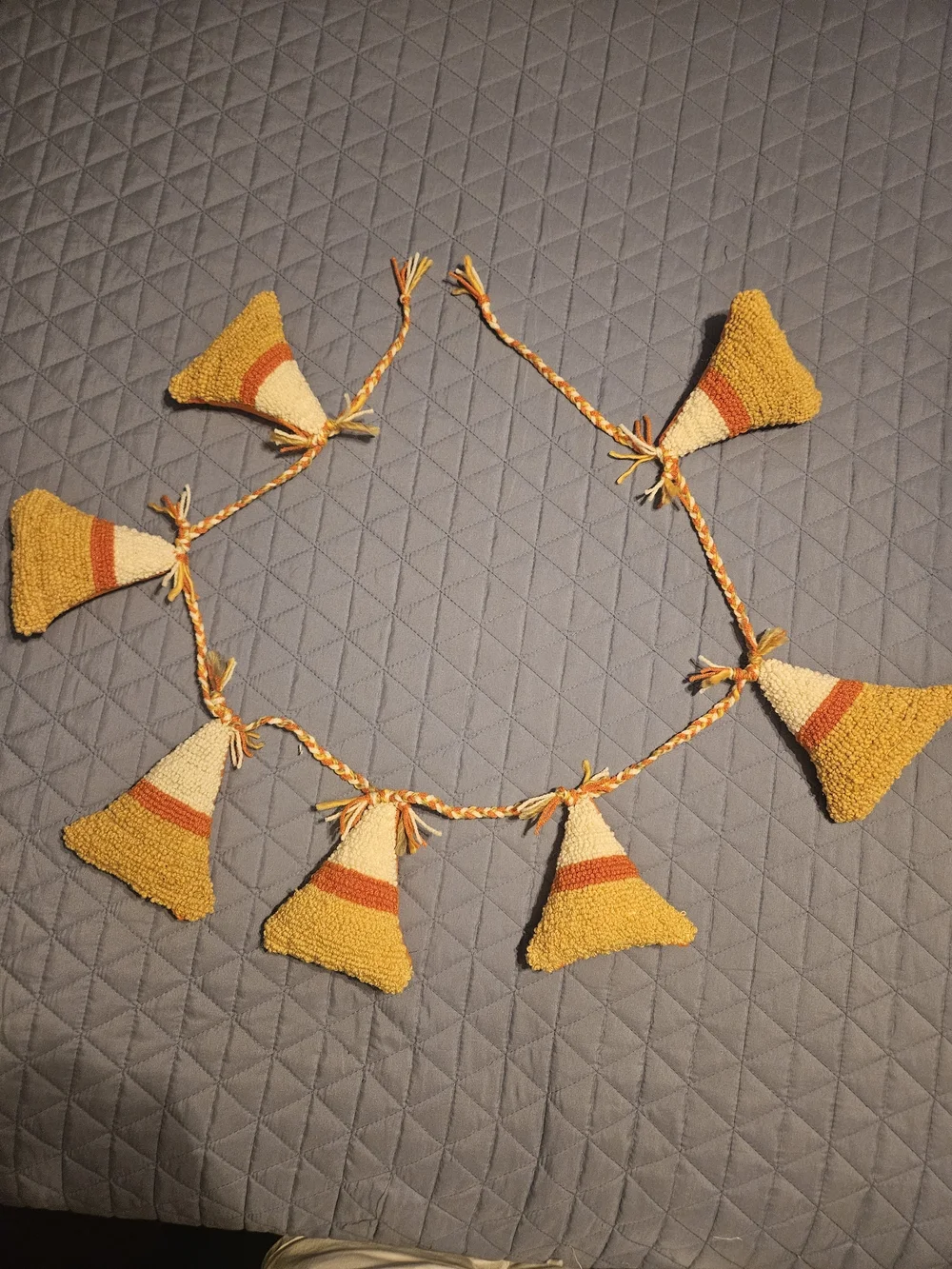 Handmade Halloween Yellow, Orange & White Candy Corn Tassel Garland